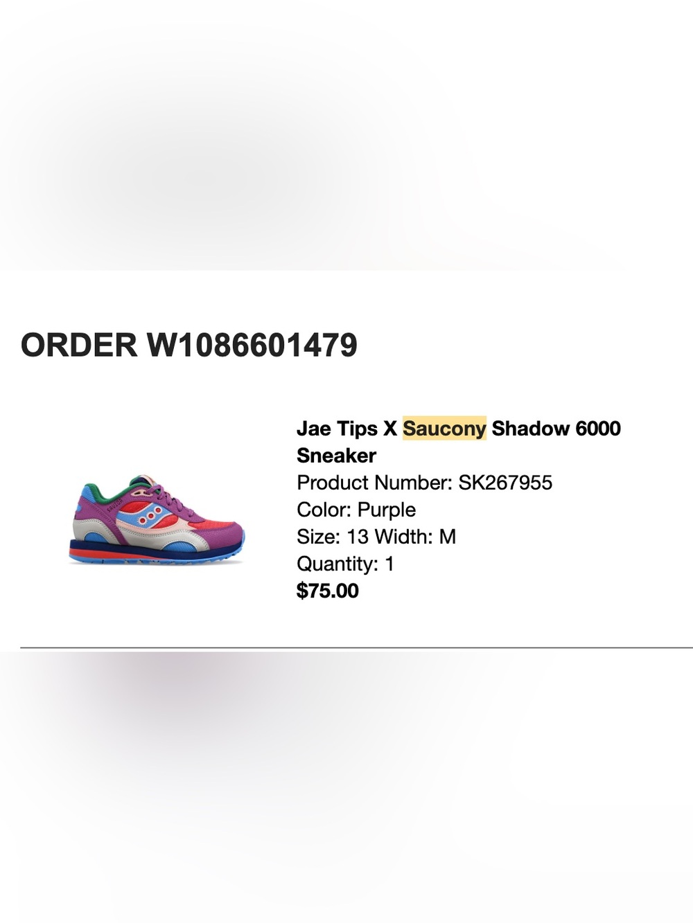 Jae Tips X Saucony Shadow 6000 Sneaker - Picture 4 of 4